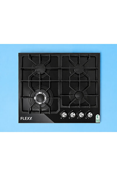 flexy موقد غاز مدمج بأربعة شعلات مع سطح زجاجي مقوى