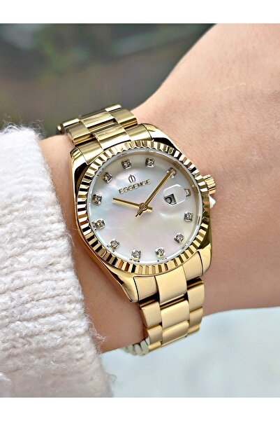 Essence Special Design Calendar Steel Cord Gold Color Women Wrist Watch D1203Mr