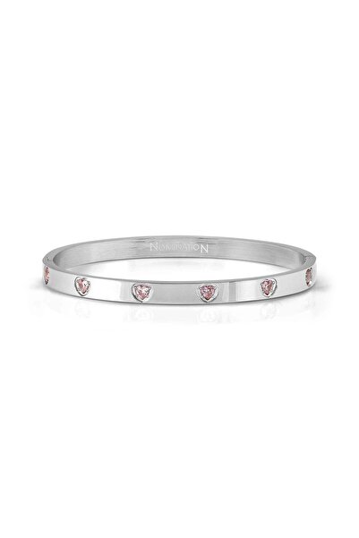 NOMİNATİON Pretty Bangles Paslanmaz Çelik Bileklik – 6 Kalp Şekilli Pembe Zir...