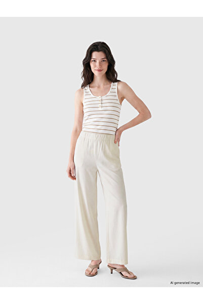 LC Waikiki Nevavm Women's Wide Leg Pants with Elastic Waist and Difference in...