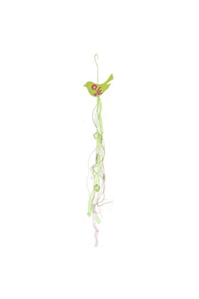 Goliat Pasăre decorativă din lemn cu brocart roz, 13x70cm, set de accesorii d...