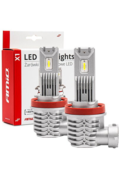 AMIO Becuri auto LED seria x1 h8 h9 h11 6500k canbus amio-02967