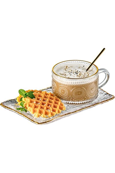 Generic Gezzeny Set of 3 Vintage Glass Coffee Cups with Saucer and Spoon, Tra...