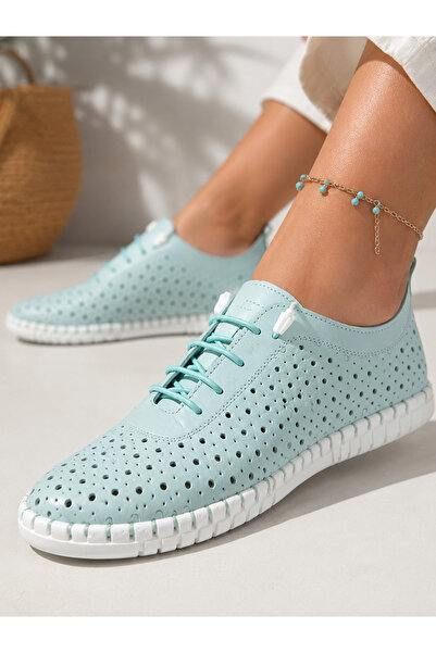 MELİS'E Women's Genuine Leather Summer Shoes Perforated Orthopedic Comfortabl...