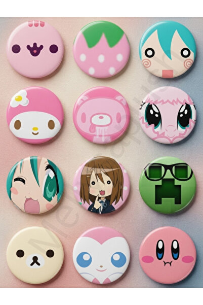 mellysaplush Trend Anime Çizgi Film Oyun Rozetleri 12 adet 44mm