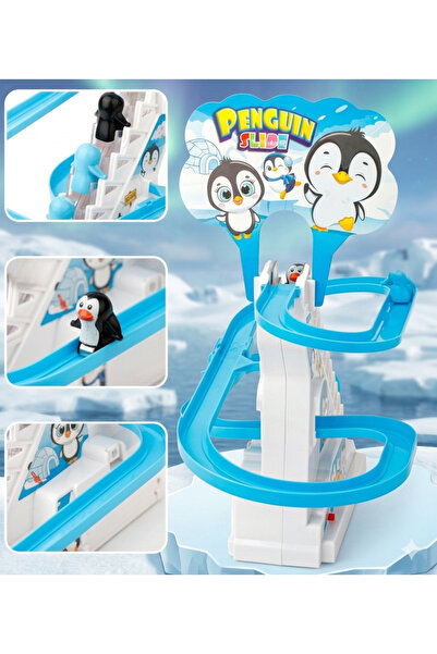 Blondcoo Trend Penguen Dön Dolaş Oyunu Işıklı Sesli Merdiven Çıkan Penguenler...