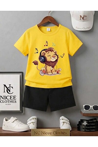 NC Nicee Clothes LETNJA DEČJA MAJICA I KRATKE HLAČE UNISEKS (LEV SLUŠA MUZIKU...