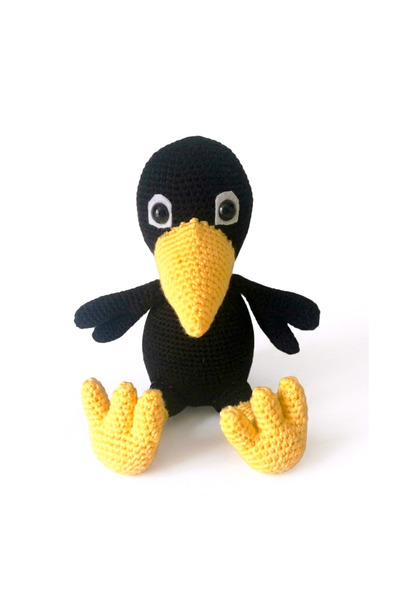 MİNOHOUSE Amigurumi Şirin Karga Çiko Uyku Arkadaşı Organik Oyuncak
