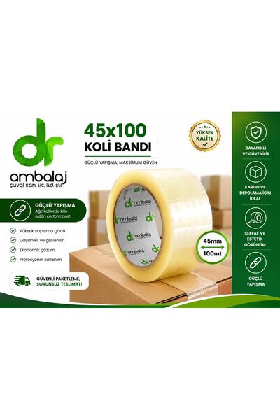 dr ambalaj çuval san.tic.ltd.şti. 45x100 Metre Koli Bandı Şeffaf A Kalite Ban...