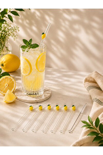 LEYA HOME 6’Lı Limonlu Cam Pipet Seti