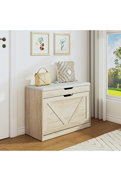 Roam shop Shoe Bench with Hall Tree,37.8"Shoe Cabinet with Cushion,Shoe Rack ...