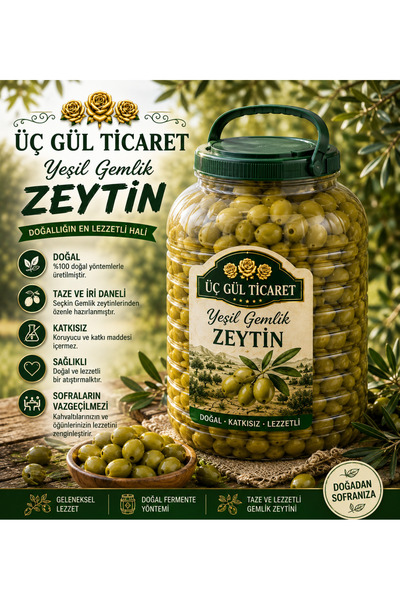 ÜÇ GÜL TİCARET El yapımı Gemlik zeytin 5 kiloluk bidonda