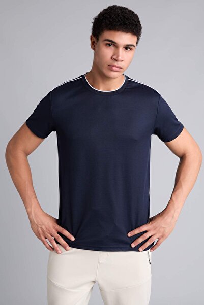 DeFacto Standard Fit Crew Neck Short Sleeve Navy Blue T-Shirt I0641Ax26Sm