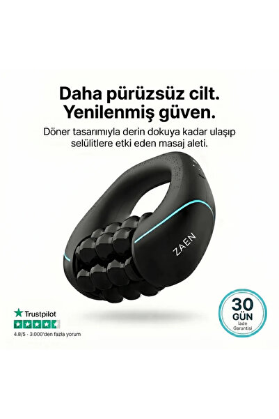 ZAEN Selülit Roller Şarjlı 360° Döner Masaj Aleti, 3 Hız Kademeli,