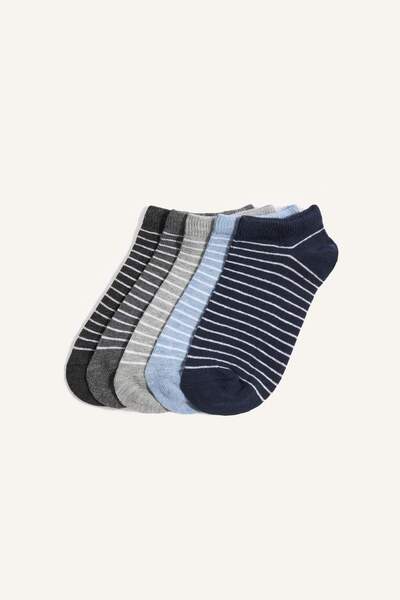 DeFacto Striped 5-Pack Cotton Booties Socks for Boys I3262A8Ns