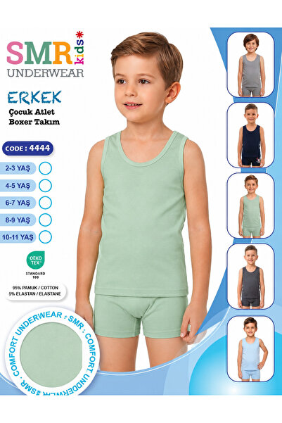 SMR Kids Erkek Çocuk Açık Yeşil Atlet Boxer Takımı