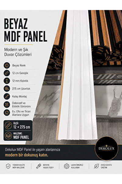 BEYAZ RENGİ MDF PANEL 12*275