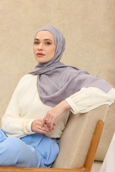 Silk Home شال قطني من نايا بنمط زهور فضي