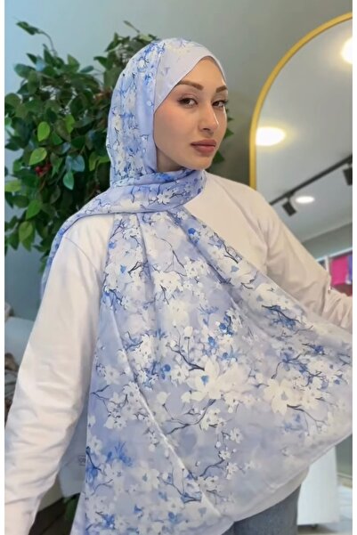 Butik Yeni Sezon İpekseli Çiçek Desenli Tensel Pamuk Şal