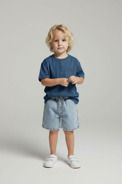 BOBBY JR KİDSWEAR Baby Boy Organic Crewneck Buttoned T-Shirt