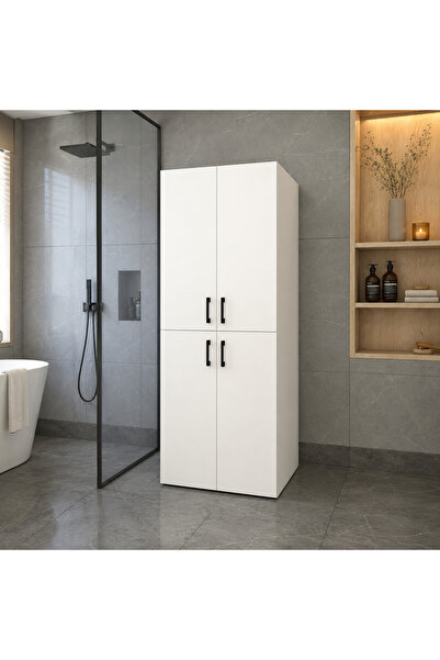 Vivendo Dulap pentru masina de spalat din PAL 70x70x180 cm, cu 2 usi si raftu...
