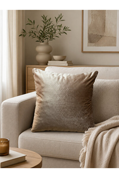 Fifty Home 1 Piece Cushion Cover 47X47 cm with Zipper in Mink Gold Metallic C...