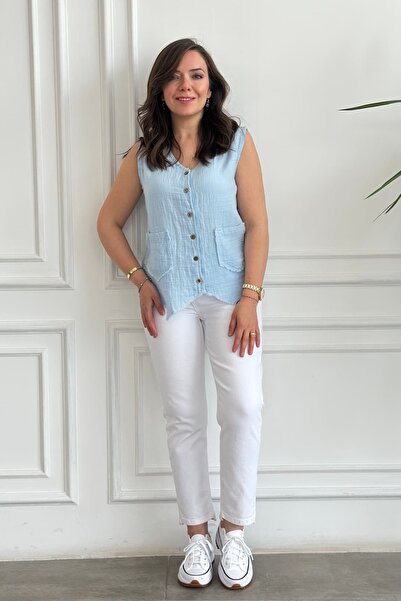 yb yağmur butik High Waist Asymmetric Leg Momjean