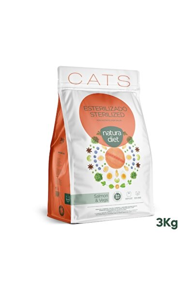 Natura Diet Sterilized Salmon & Vegs Cat Food, Salmon and Vegetables 3kg, For...