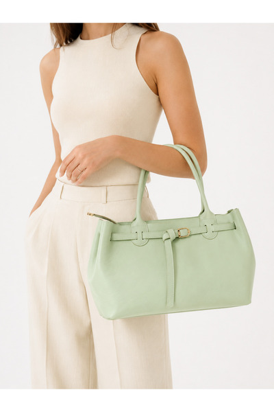 cocy-col Zeti̇a Model Women's Leather Mint Green Hand and Shoulder Bag