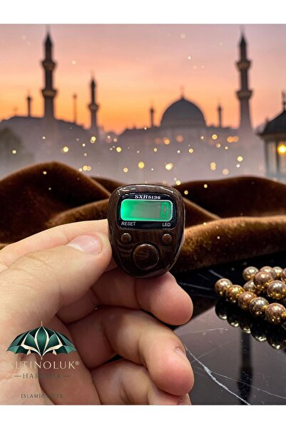 Altınoluk Haremia Ahşap Desenli Mini LED’li Yeni Nesil Zikirmatik Dijital Tes...