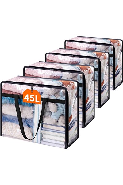 Lifewit URBANNX 4 Pack Clear Clothes Storage Bags, 40L Plastic Blanket Storag...