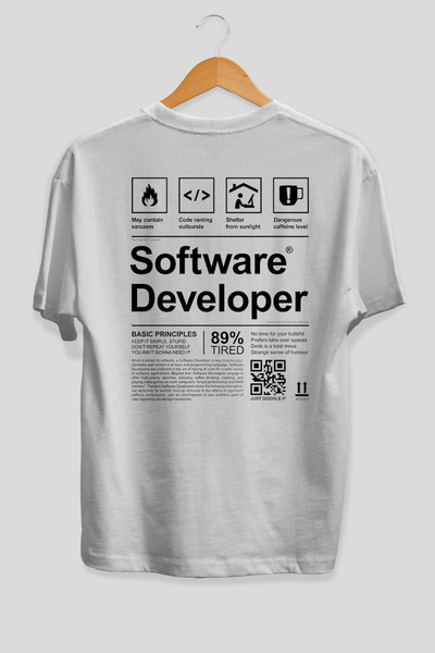 Ankhises Tricou alb cu imprimeu pe spate pentru dezvoltator software, 100% bu...