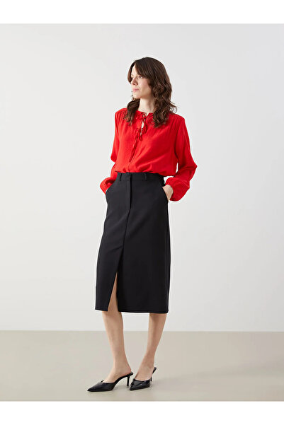LC Waikiki Black Standard Fit Slit Women's Pencil Skirt