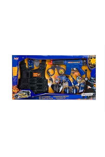 Jumbo Set de poliție cu vestă, pistol cu sunet și lumină - 8 piese
