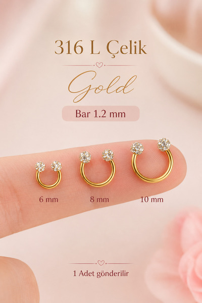 moonzy - minimalist & cozy Çift Taşlı 316L Çelik Piercing Tragus Helix Septum...