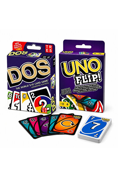 Uno Set 2 jocuri de carti FLIP si DOS, carton, jocuri interactive si educativ...