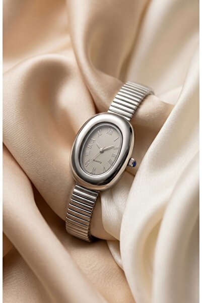 KLISHE Butik Classic Women's Steel Watch Silver Color Oval Case Vintage Old M...