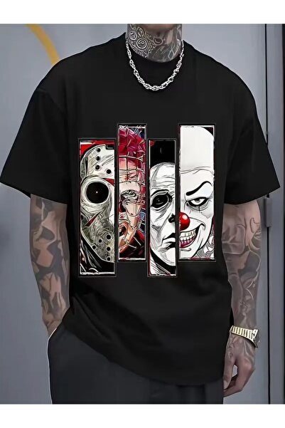 LİNA06 Men's Movie Icon T-Shirt Iconic Villain Character Print Short Sleeve C...