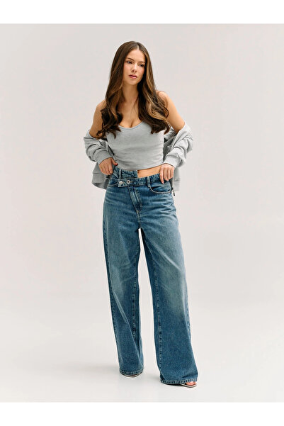 Guess Gina Wide Leg Women's Blue Jeans W6Yajpd1358-Esbr