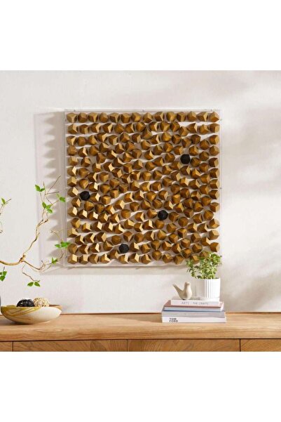 PAN HOME Ivet Wood Pieces Art Shadow Box 80x5x80cm - Gold
