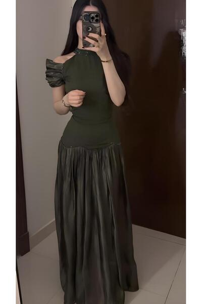 Bamah Elegant Embroidered Evening Gown in Teal for Mature Women