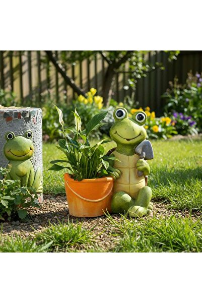 PAN HOME Frog With Bucket Magnesia Planter 30.5x20.5x34cm - Green