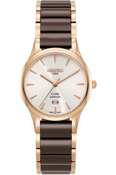 Roamer Ceas de damă 658844 49 35 63, aur roz, stil clasic de bijuterie