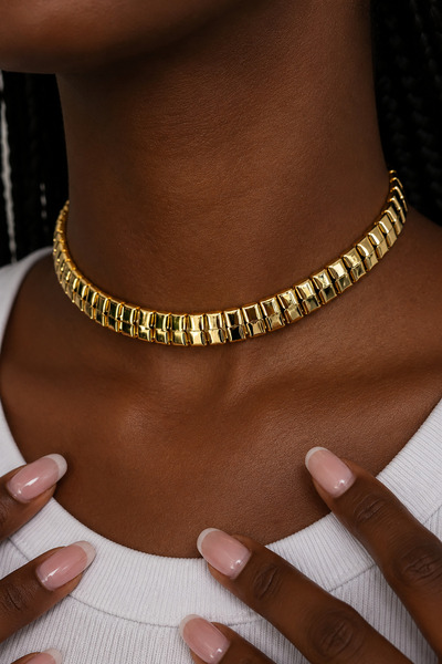 TAKIŞTIR Altın Renk Metal Choker Kolye