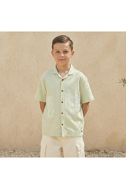 ELIGO Short Sleeves Shirt with Embroidered Design