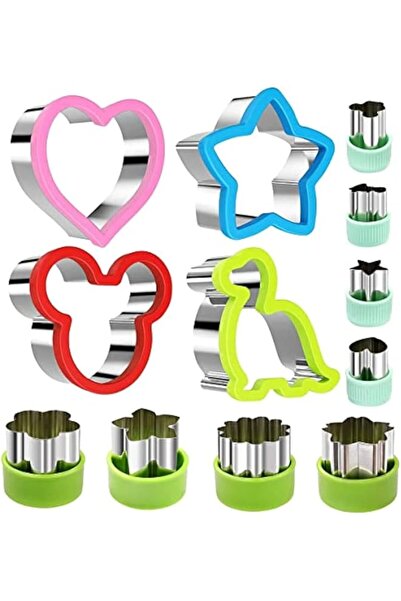The Bros 12Pcs Stainless Steel Sandwich Cookie Cutters Set Mini Vegetable Fru...