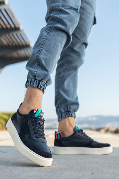 PANORAMA Men's Genuine Leather Suede Detailed Lightweight Eva Sole Sneaker