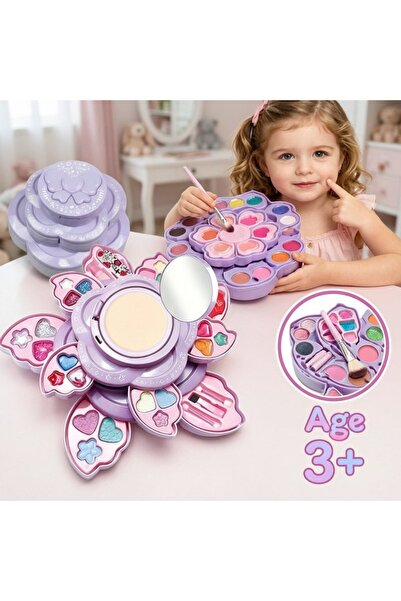 Generic 1 Set Washable Non Toxic Makeup Kit Girls Princess Rotating Flower Bo...