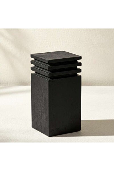 PAN HOME Apex Wood Ziggurat Sculpture 15.25x15.25x30cm - Black