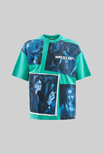 Machinist Tricou oversize vintage Macstar pentru bărbați, verde electric